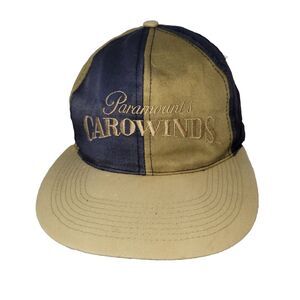 Vtg Carowinds Hat Cap Gold Blue Snapback Amusment Park NC Rides Fun Souvenir